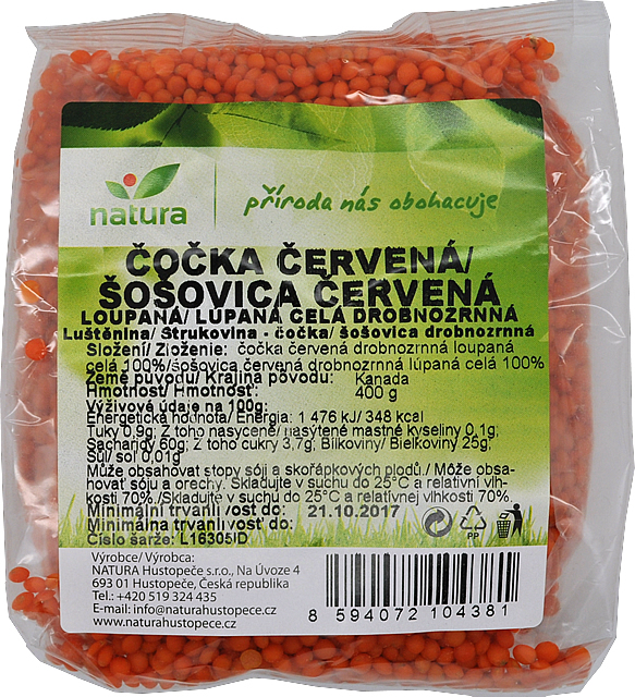 Šošovica červená lúpaná -250g